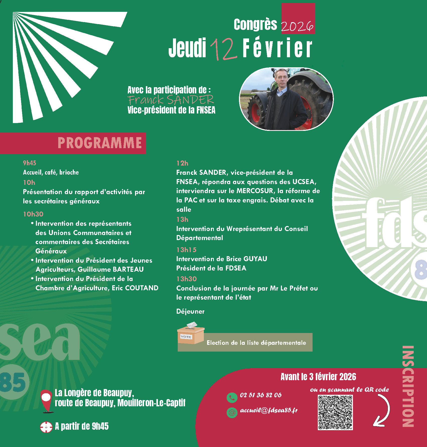 Congrès départemental de la FDSEA ce jeudi 12 février à Mouilleron